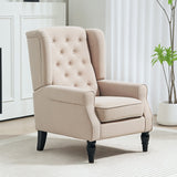Elegant wingback chair, thickly upholstered, removable cover, 74 x 87 x 102 cm, beige (10)