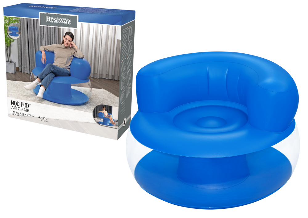 Oppustelig blå stol 112 x 112 x 70 cm Bestway 75138