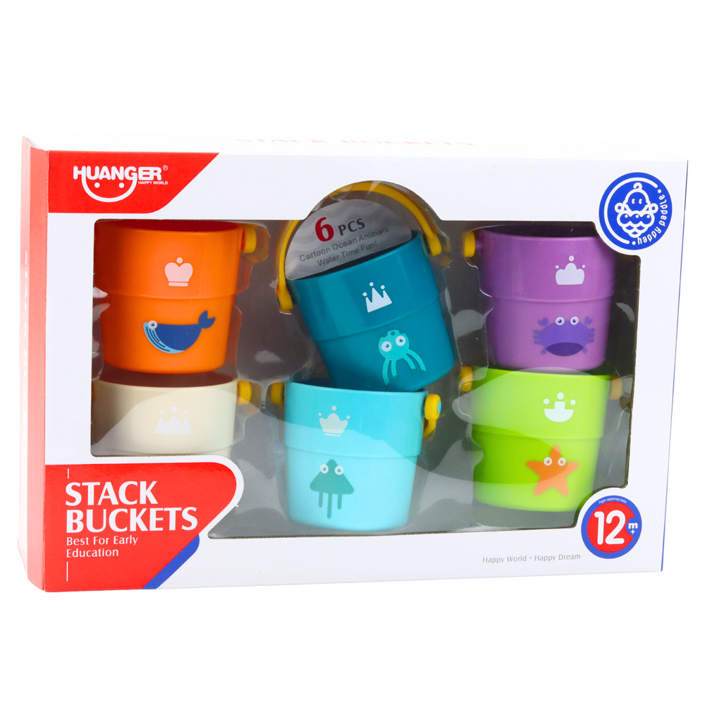 Ensemble de seaux de bain percés, coloré, 6 pièces (3)