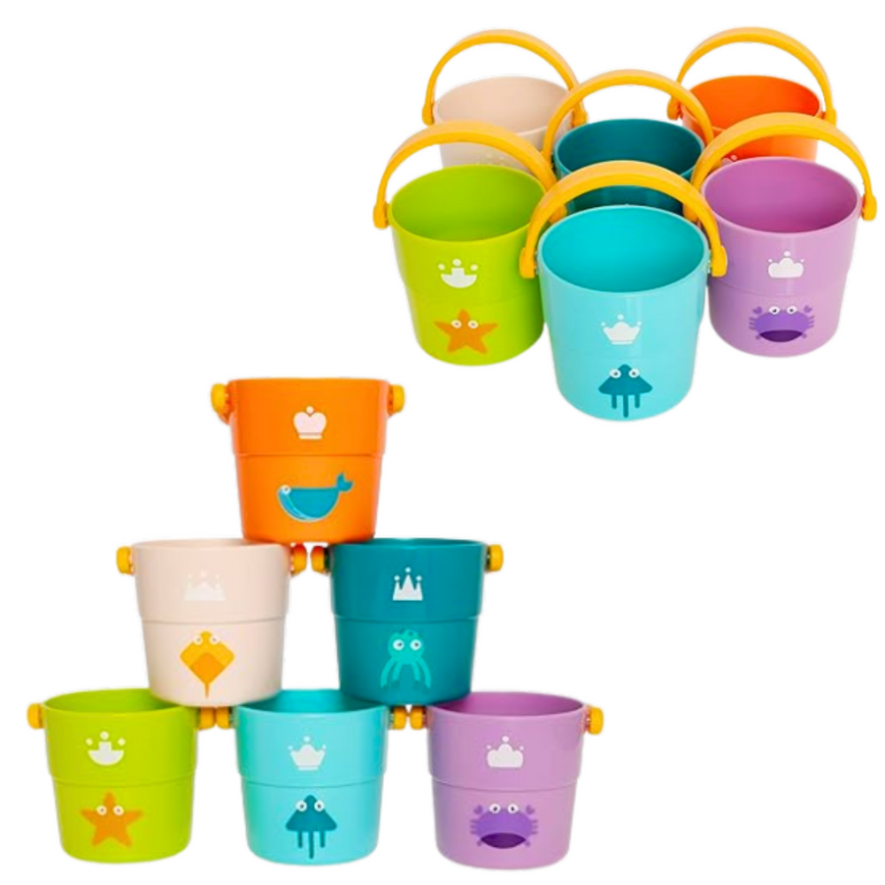 Ensemble de seaux de bain percés, coloré, 6 pièces (2)