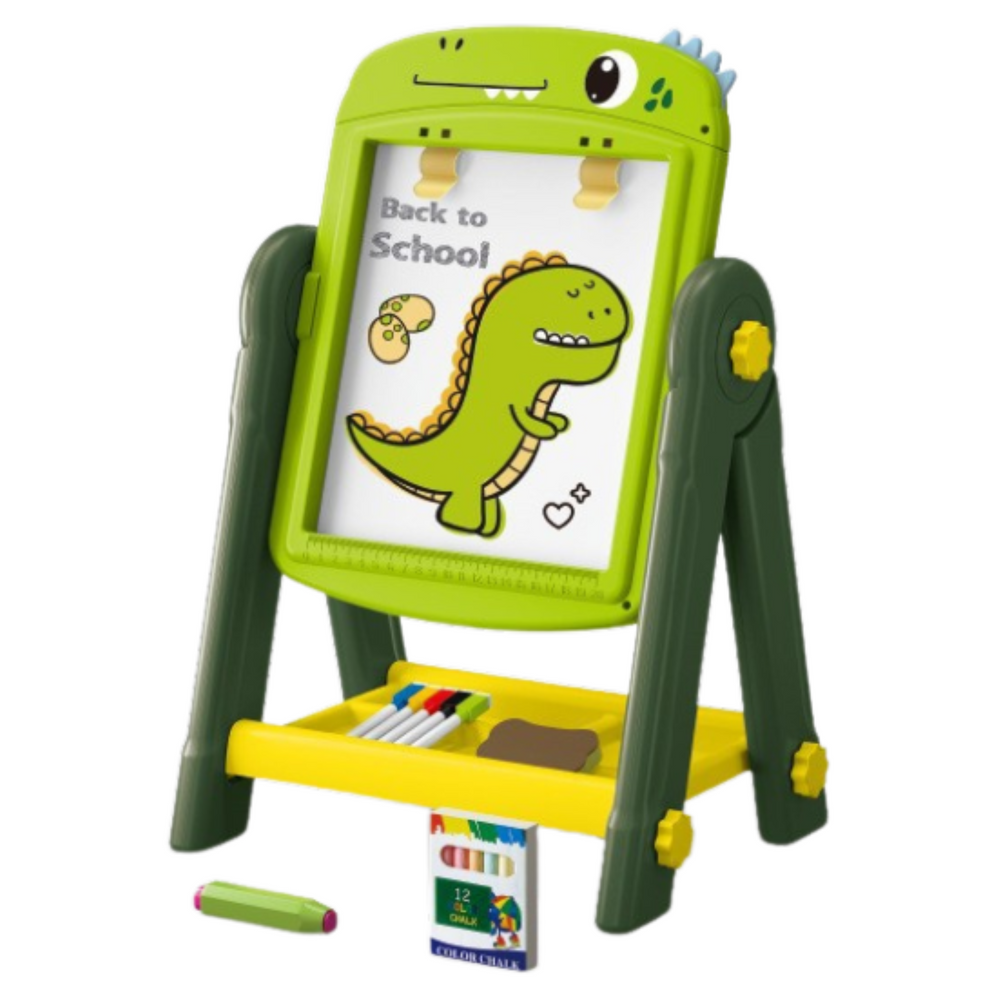 Double-sided magnetic dry-erase board dinosaur green accessories (2)