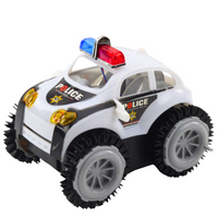 Voiture de police cascadeuse avec capteur d'obstacles, rotation à 360°, lumières et sons, blanc (2)