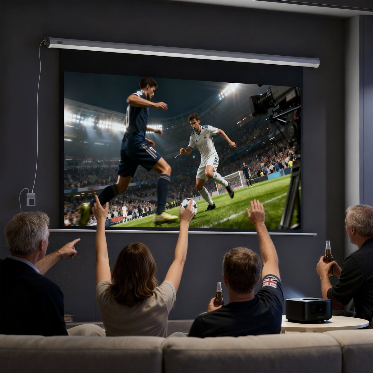 Projector screen, projection screen, 16:9, 100 inch, remote control, motorized (2)