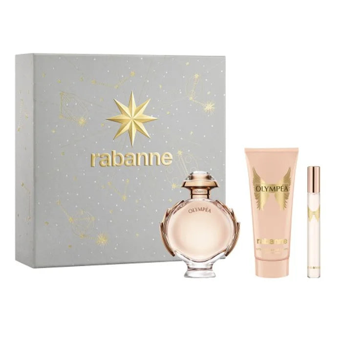 Coffret Rabanne Olympéa Eau de Parfum Vaporisateur 80 ml, 3 articles
