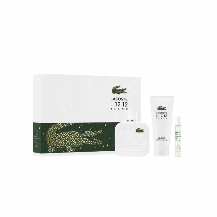 Lacoste L.12.12 Blanc Men Eau De Toilette Spray 100ml Sæt 3 dele