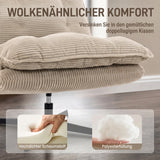 Poltrona lounge con pouf, girevole a 360°, rivestimento in velluto a coste, poggiapiedi regolabile in altezza (6)