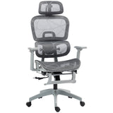 Office chair, ergonomic desk chair with mesh cover, adjustable, with casters, with armrests, headrest, gray