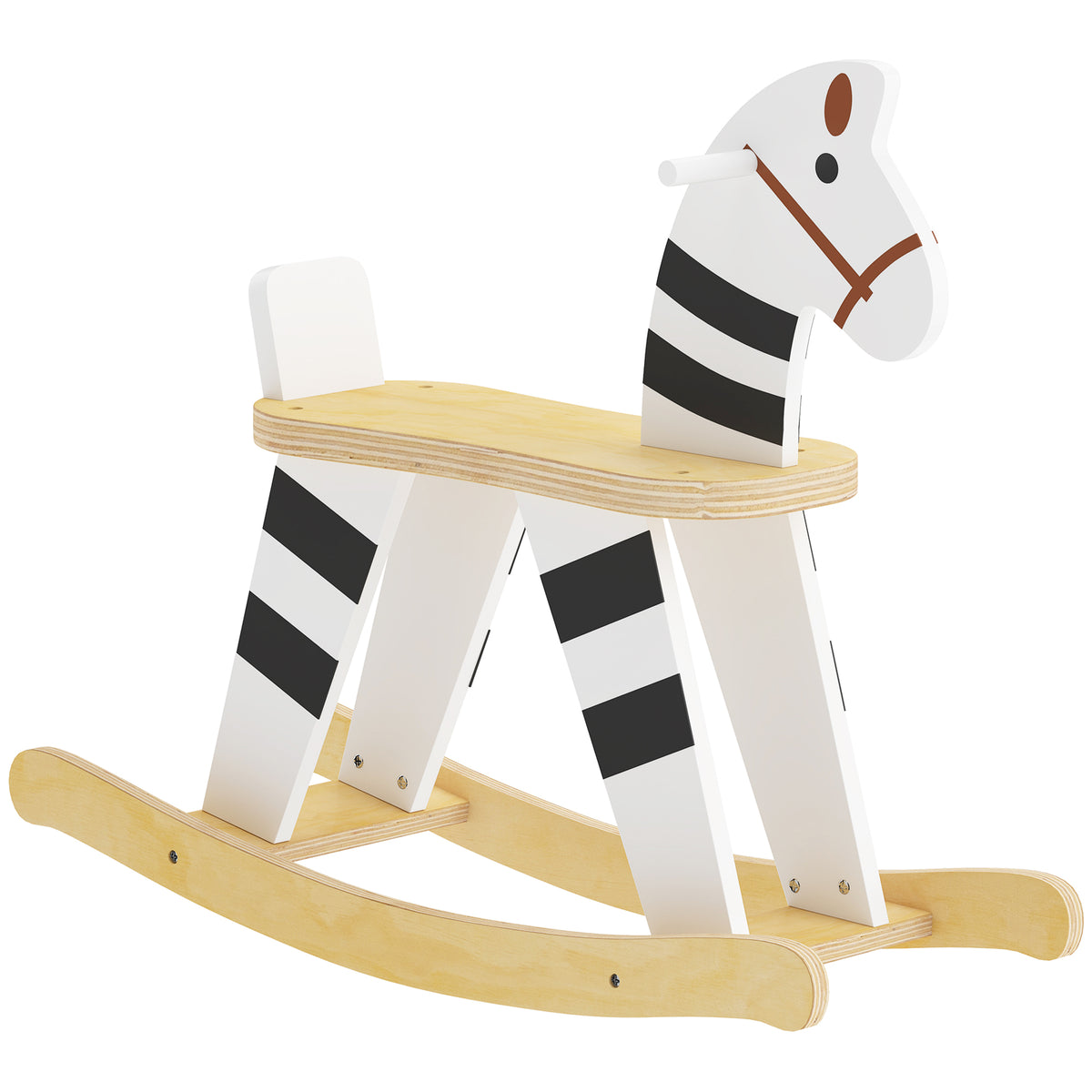 Rocking horse, children's rocking animal with handles and backrest in pony shape for children aged 1.5–3 years