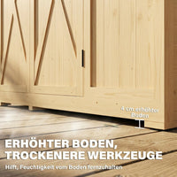 Tuinkast hout met legplank acrylvensters dubbele deur asfalt dak lamellenventilatie bodemplaat 147x68x198cm (7)
