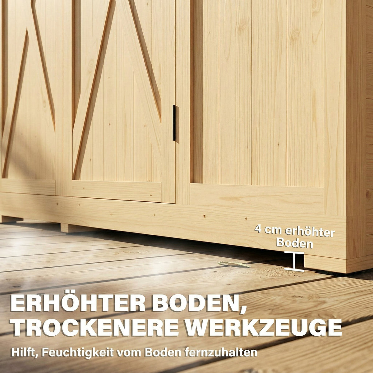Tuinkast hout met legplank acrylvensters dubbele deur asfalt dak lamellenventilatie bodemplaat 147x68x198cm (7)