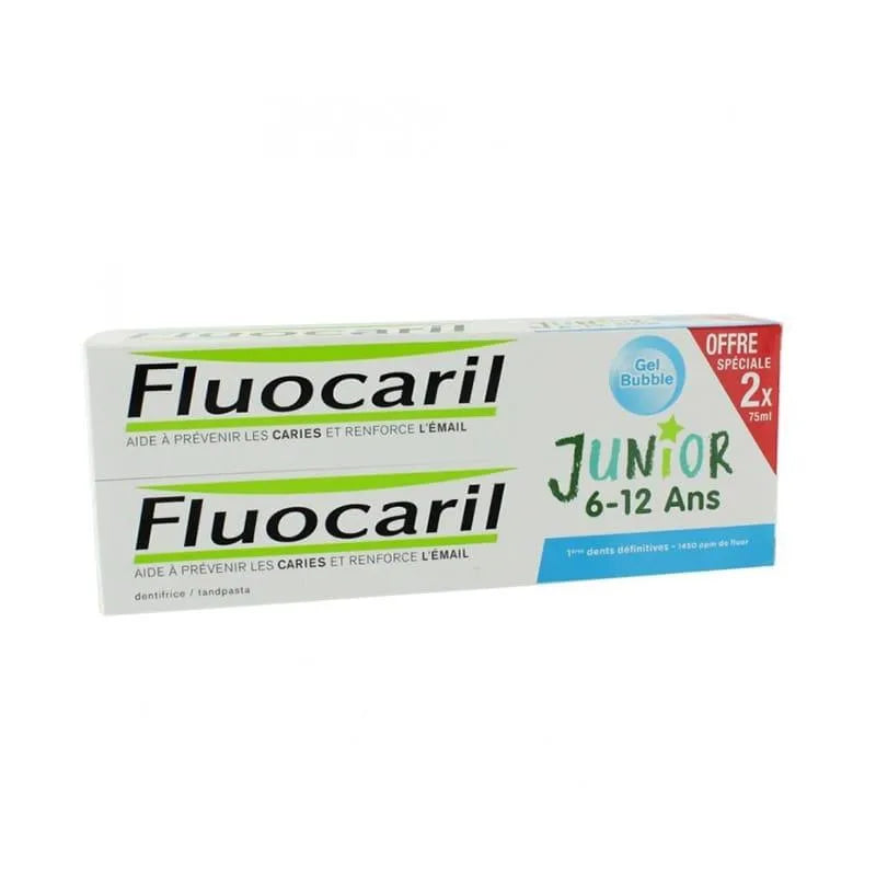 Fluocaril® Junior 7-12 anni confezione doppia gel dentifricio al gusto di chewing gum 2 X 75ml