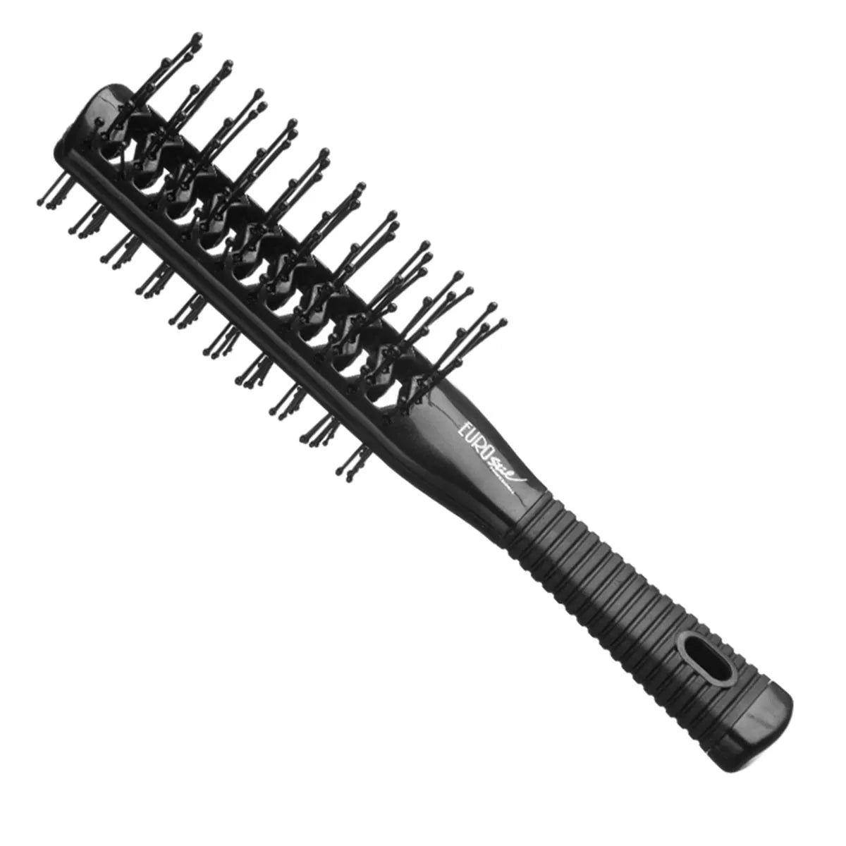 Eurostil Skeleton Brush Double Rubber Handle Tunnel Black Black 1pc