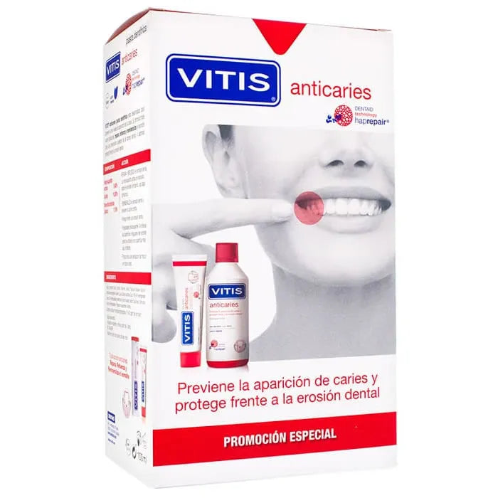 Vitis Anti-Cavity Tandpasta 100ml + Anti-Cavity Mondspoelmiddel 500ml