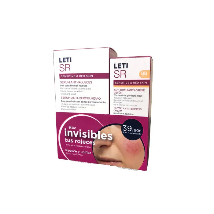 Leti SR Anti-Redness Serum 30ml + Leti SR BB Cream Tinted SPF20 40ml Set 2 Items