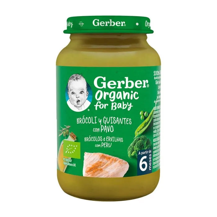 Gerber Bio Purè di broccoli e piselli con tacchino 190g