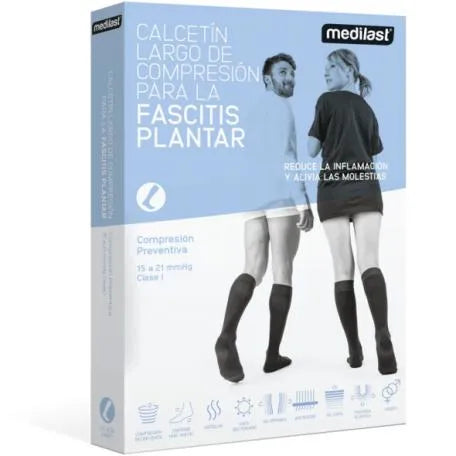 Calza Lunga Fascite Plantare Nera Media Medilast