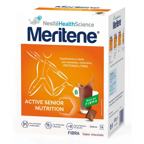 Meritene Active Nutrition Senior Shake Goût Chocolat Riche en Fibres 14 Sachets