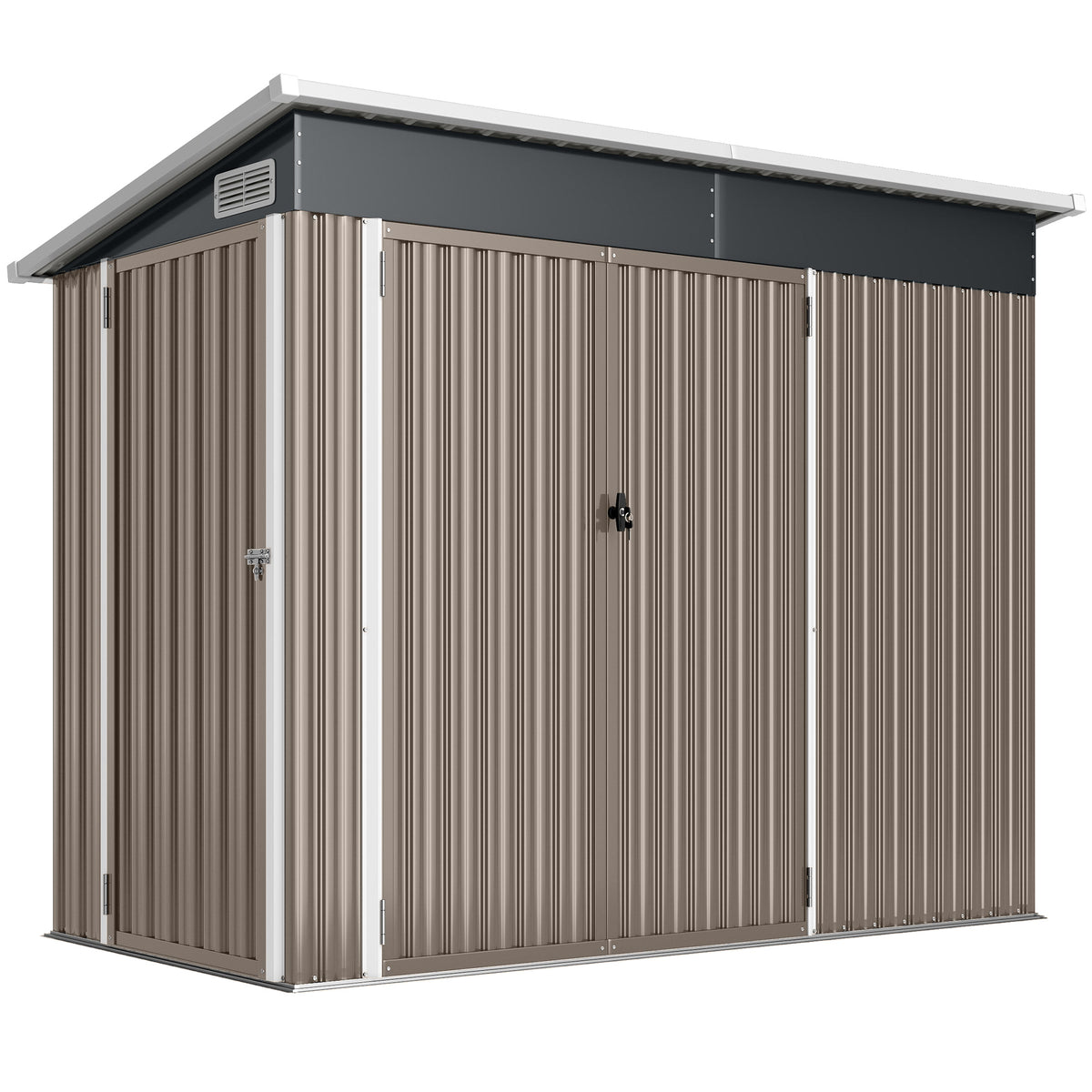 Abri de jardin en métal 2,68 m², abri à outils verrouillable avec 3 portes, ventilation, toit en pente, gants