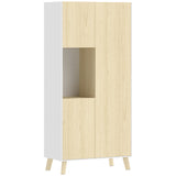 170 cm køkkenskab, moderne skab med åbent rum, justerbare hylder, naturtræ-look