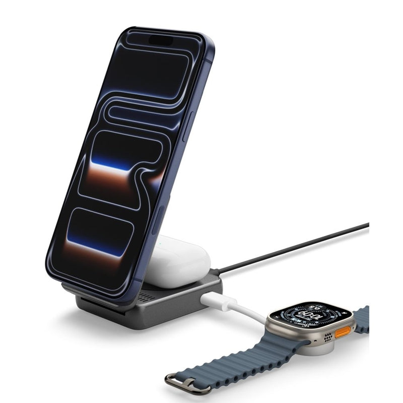 Spigen Essential EF302MOQ – 2-in-1 Wireless Charger with MagSafe 25W Qi2.2 (Black) (2)