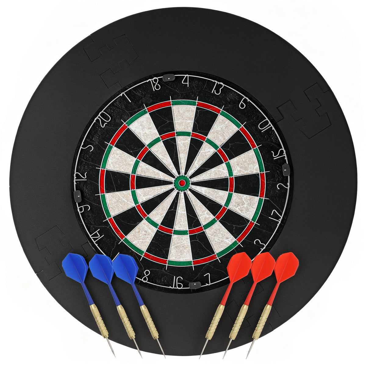 Dartboard set with surround, 6 steel-tip darts, sisal, plastic, black
