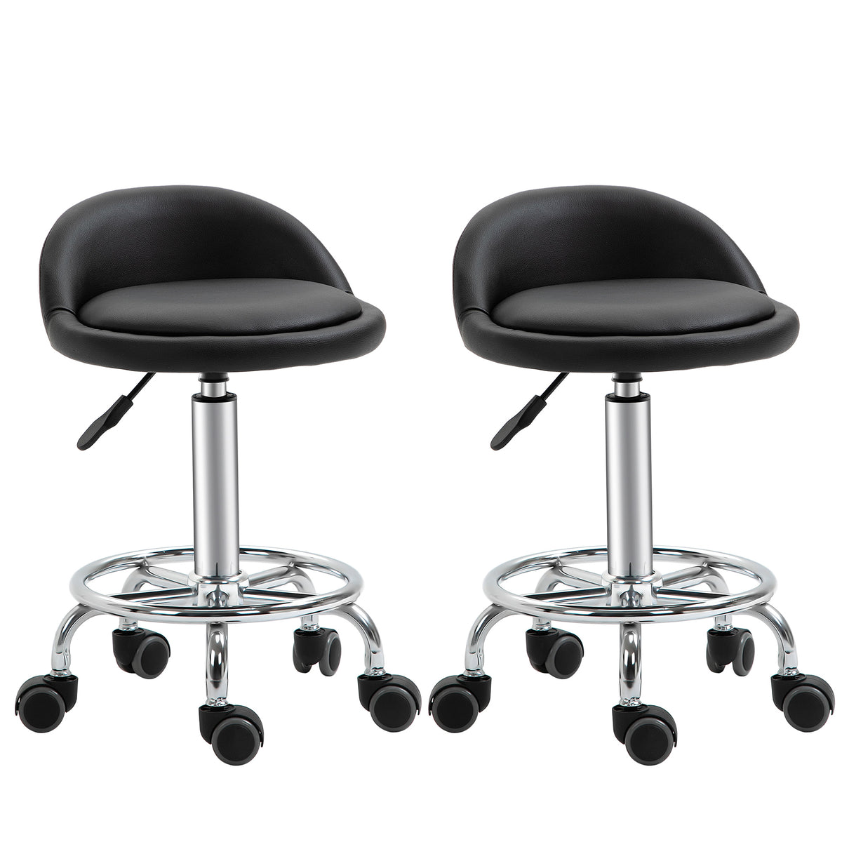 Rolling stool with backrest, height-adjustable 57-72 cm, swivel stool for office, salon, massage