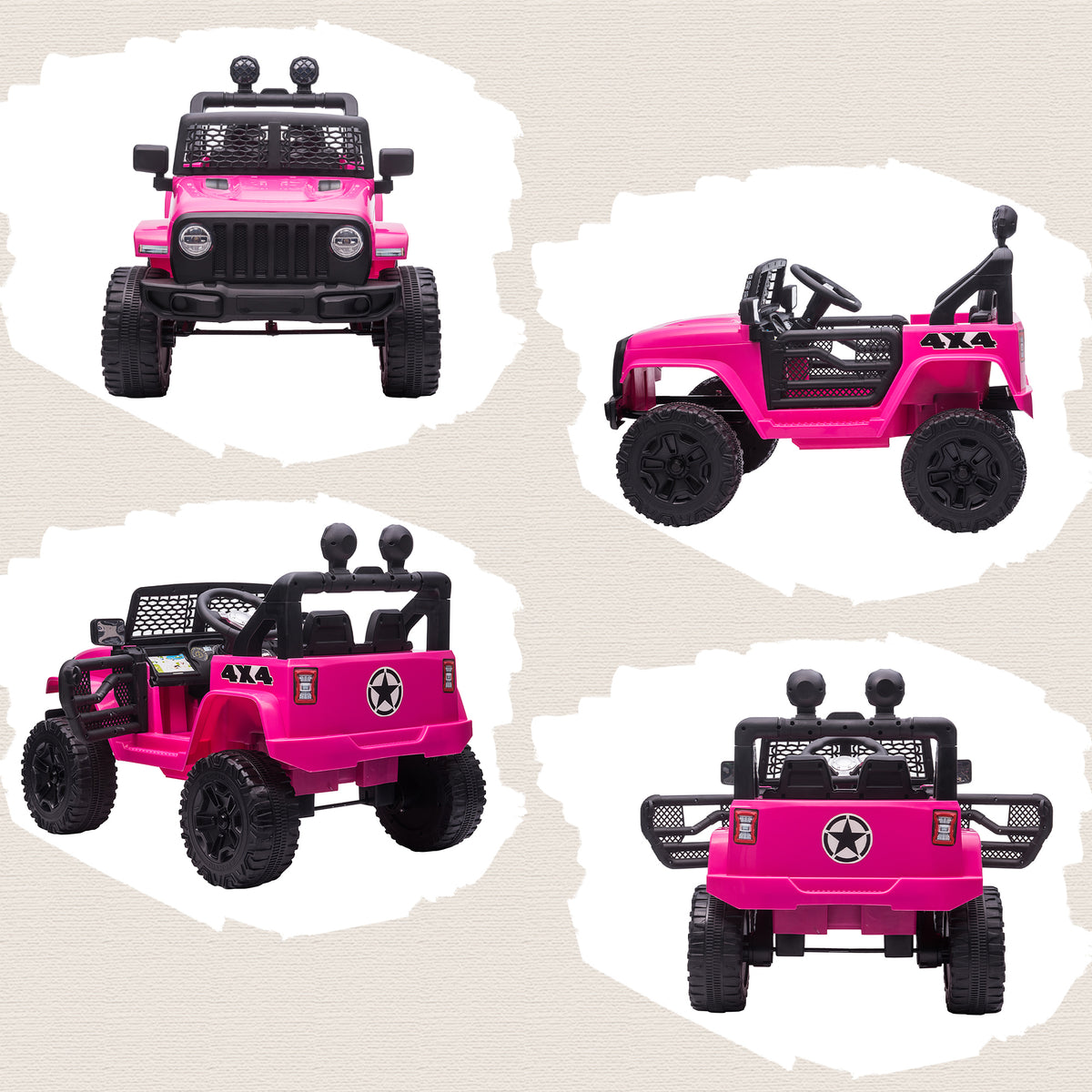 Kids' 12V Electric Ride-On Car with Remote Control, 2 Motors, LED, Horn, for Children Aged 3-6, 100x65x72 cm (8)