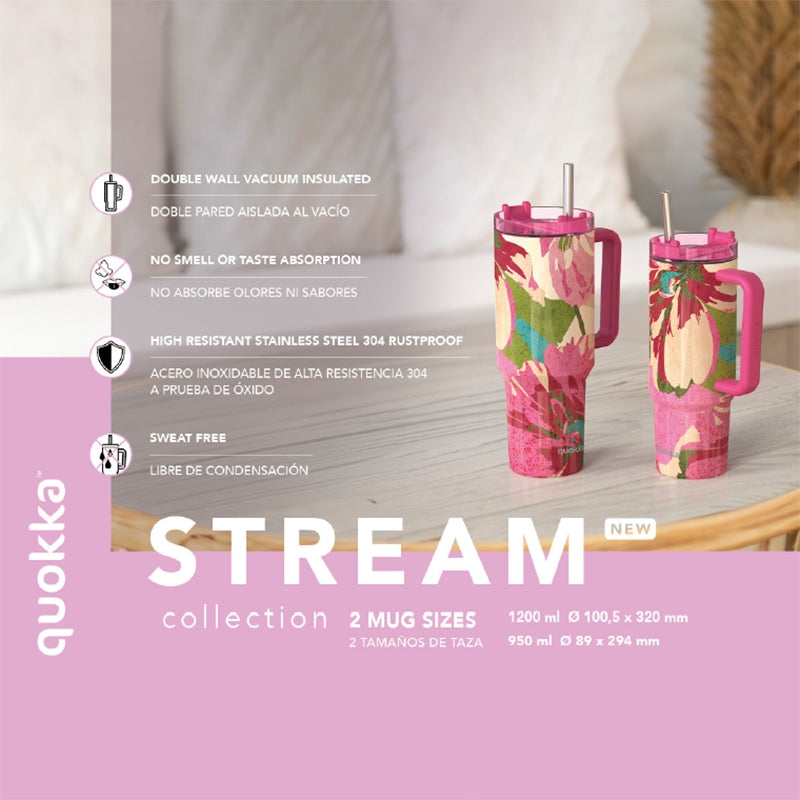 Quokka Stream - Stainless steel thermal mug 950ml with straw (turquoise) (2)