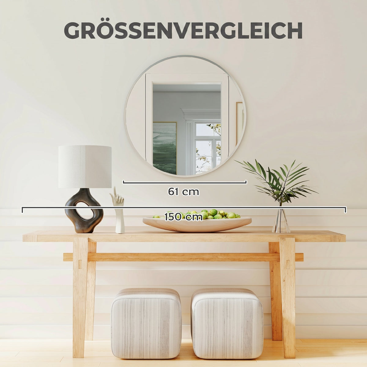 Wall mirror, modern design, 61 x 61 cm, silver (7)