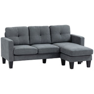 L-shaped corner sofa, reversible chaise longue, upholstered sofa, dark grey