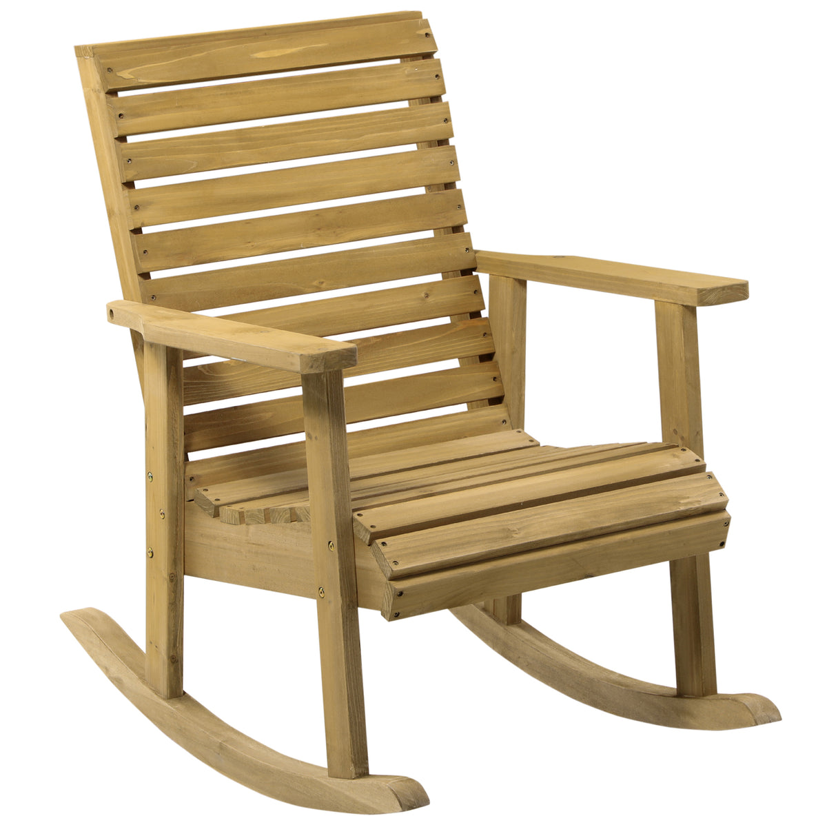 Garden chair, rocking function, wide seat and backrest, natural wood, 64 x 86 x 85 cm