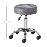 Salon chair with wheels, rolling stool, height-adjustable, swivel, salon stool, velvet-touch, foam, chrome base (3)