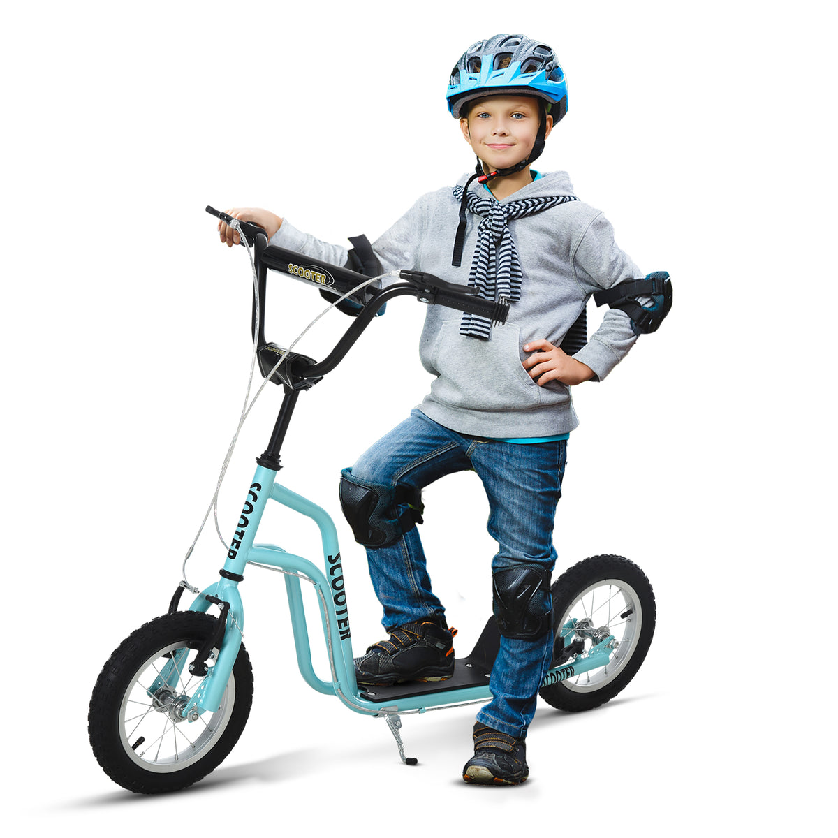 Trottinette pour enfants, guidon réglable, scooter, trottinette de ville, kickboard avec pneus gonflables 12
