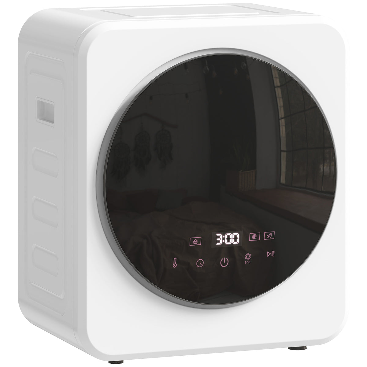 Vented tumble dryer, 4 kg front-load clothes dryer with stainless steel drum, 800W compact freestanding, white