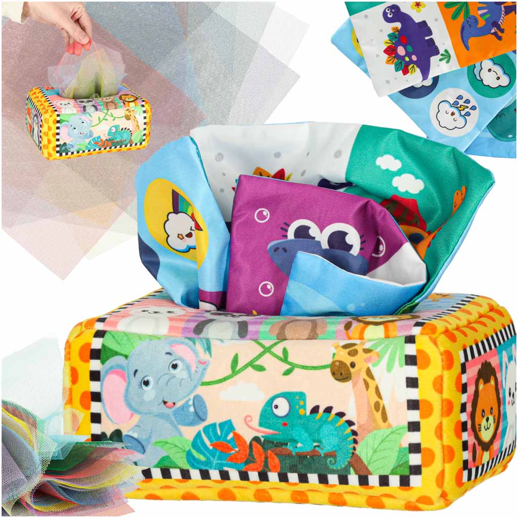 IKONKA Sorter Tissue-Box sensorische montessori Plüsch Zahlen Buchstaben