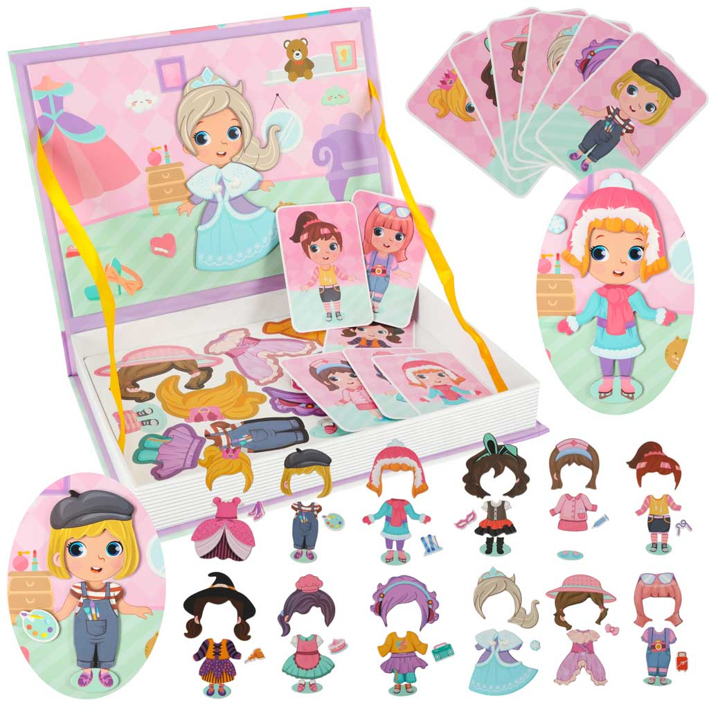 IKONKA Magnetisches Puzzlebuch dress up doll 51el