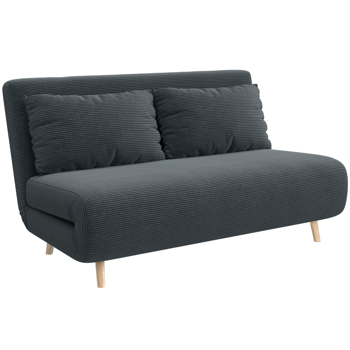 Sovesofa, gæsteseng, 3-trins justerbart ryglæn, kordfløjlsoptik, op til 120 kg, 141 x 90 x 81 cm, mørkegrå