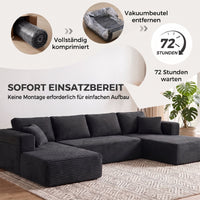 Modular U-shaped sofa with 2 chaise lounges, corduroy sleeper sofa with high-density foam and spring padding (7)