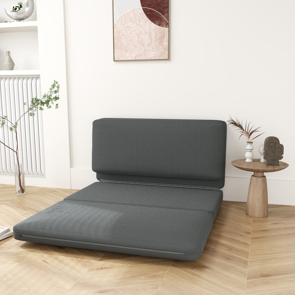 3-in-1 foldable recliner, guest mattress, separable, 138 cm wide, dark gray (2)
