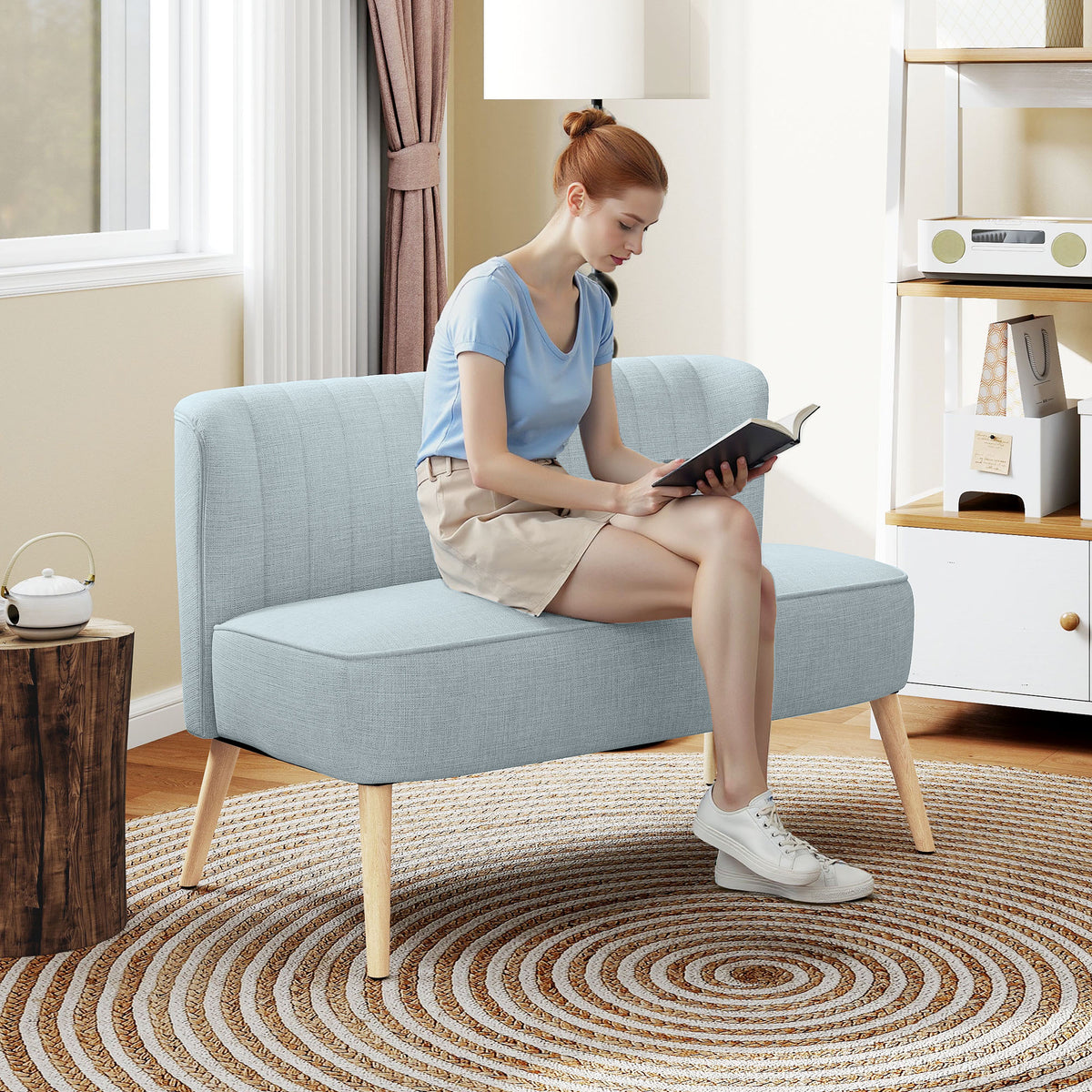 2-seater sofa, soft upholstery, easy-care cover, up to 220 kg, 117 x 56.5 x 77 cm, light green (2)