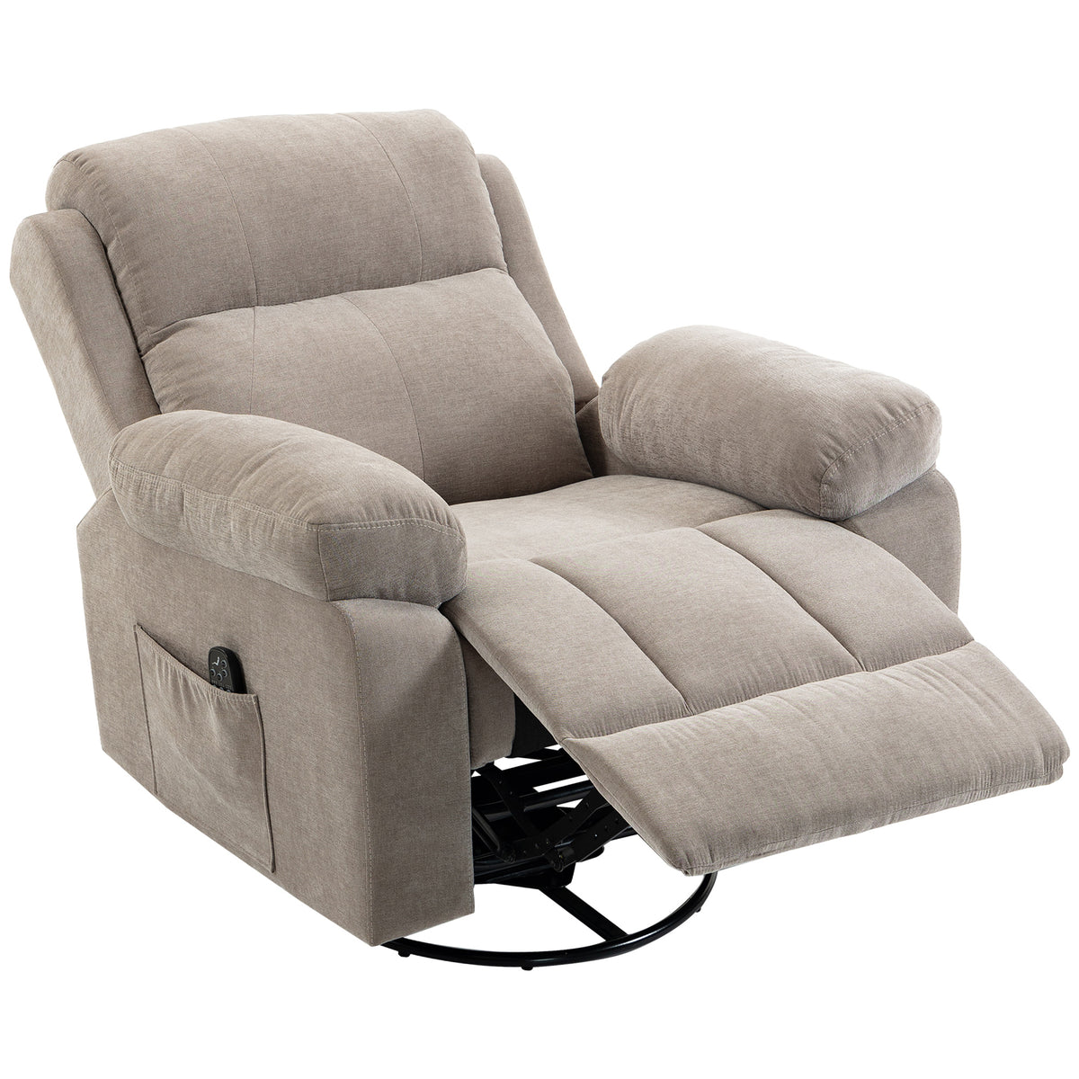 Relaxfauteuil TV-fauteuil 360° draaibare massagestoel met warmte, massage, chenille-look, beige
