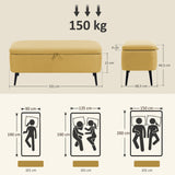 Bench, storage chest, upholstered bench, linen look, up to 150kg, 101x38.5x44.5 cm, yellow (3)