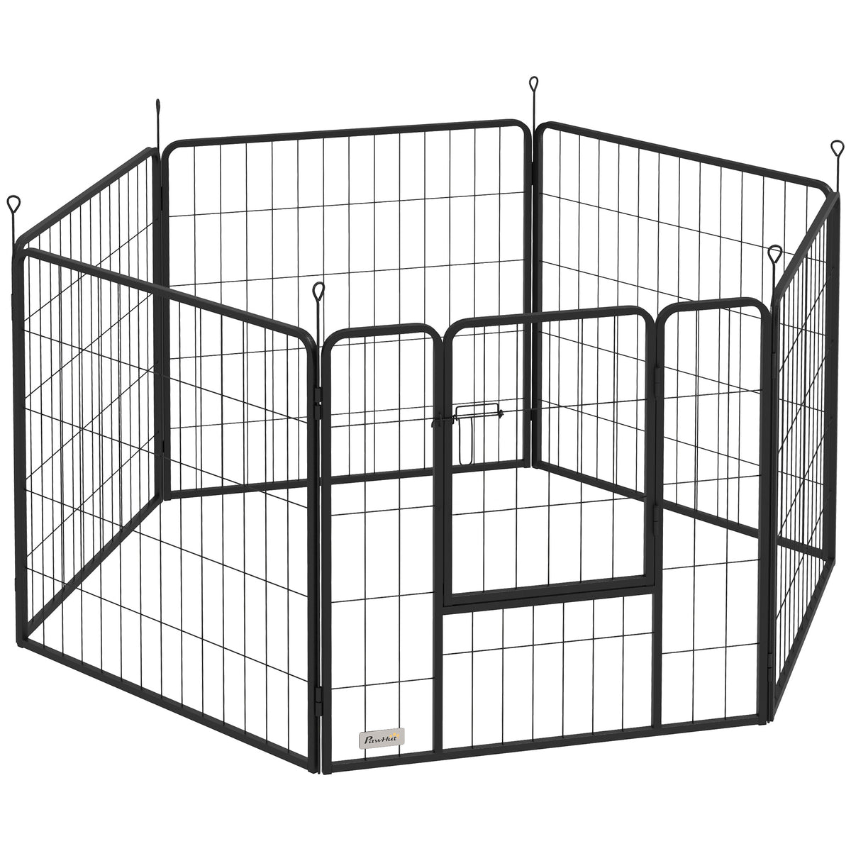 Recinto per cani, box per animali domestici, 6 pannelli, acciaio, pieghevole, grigio