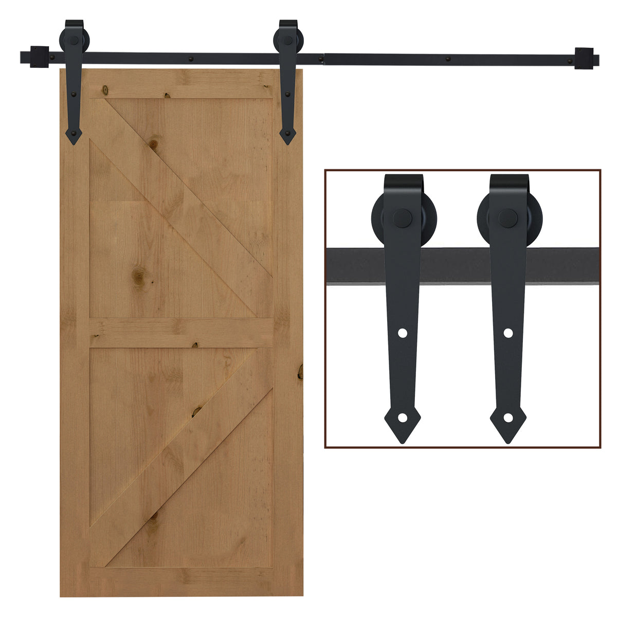 Sliding door kit, rustic design, carbon steel, holds up to 100 kg per panel