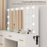 Dressing table with mirror and 12 LED lights, vanity table with 7 drawers, 6 hidden storage compartments (4)