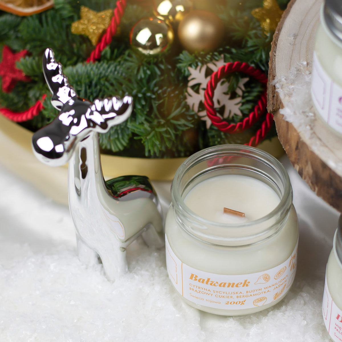 Duftkerze Premium – Schneemann / polnisches Produkt – Produktabbildung 2