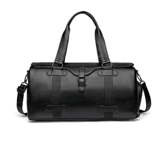 Premium-Ledertasche für Reisen und Fitnessstudio – Farbe Schwarz