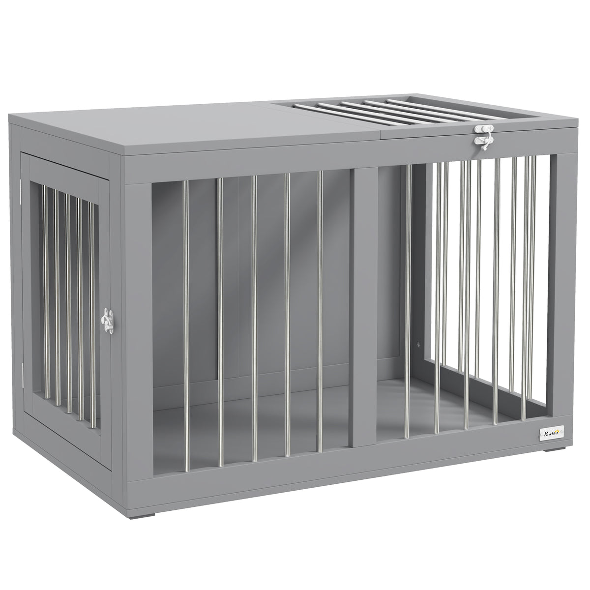 Dog crate, dog box, dog transport box, 2 doors, lockable, steel wire, 80 cm x 50 cm x 56.5 cm, grey