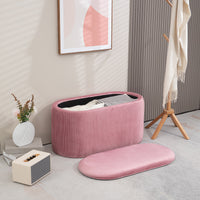 Bench, storage bench, upholstered bench, ottoman, retro design, velvet look, 81 cm x 40 cm x 41 cm, old rose (10)