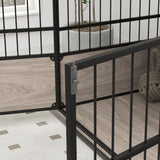 Dog crate, robust & stylish, 100x60x68cm, walnut finish & black (10)